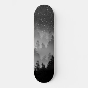 Schwarz-Weiß-Wald-Galaxie-Traum #1 #decor #art Skateboard