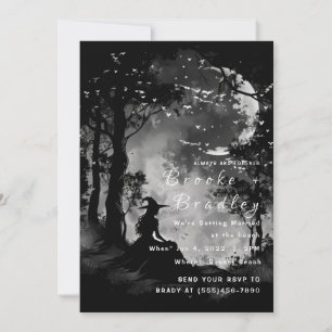 Schwarz-Weiß-Wald-Silhouette-Hochzeit Einladung