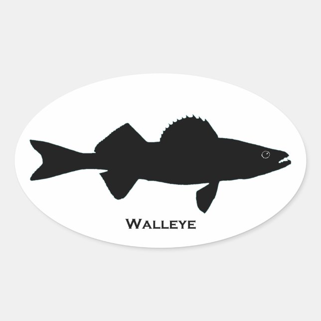 Schwarz-Weiß-Walleye-Logo Ovaler Aufkleber (Vorderseite)