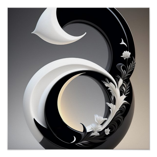 Schwarz-Weiß-Wanddekoration für das Wohnzimmer Sch Poster (Vorderseite)