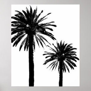 Schwarz-weiß-Wandposter mit Palmenbaum-Silhouette Poster