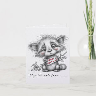 Schwarz-Weiß-Waschbär-Frohe-Weihnachten-Schild