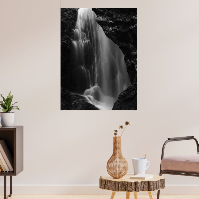Schwarz-Weiß-Wasserfall lange Exposition Poster (Wohnzimmer 3)
