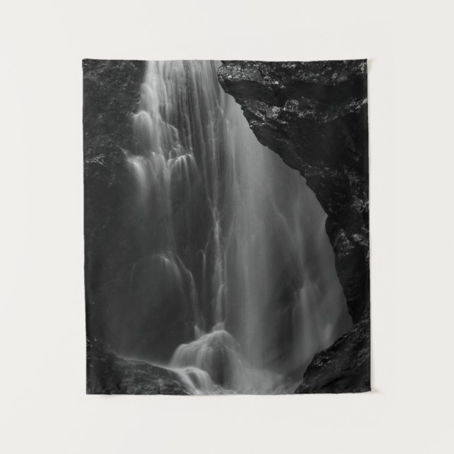 Schwarz-Weiß-Wasserfall lange Exposition Wandteppich (Vorderseite)