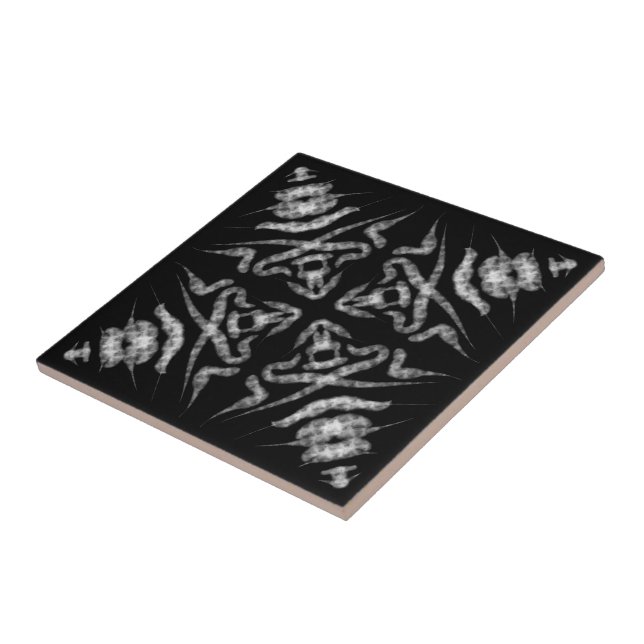 Schwarz-Weiß-Wasserfarbe Abstrakte Kunst Fliese (Seite)