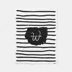 Schwarz-Weiß-Wasserfarben, handgezogene Linien Fleecedecke