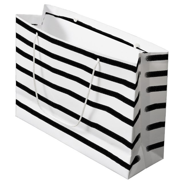 Schwarz-Weiß-Wasserfarben, handgezogene Linien Große Geschenktüte (Vorderseite Schrägansicht)