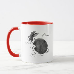 Schwarz-Weiß-Wasserfarben-Hase Tasse