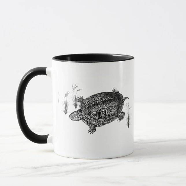 Schwarz-Weiß-Wasserschildkröte Tasse (Links)