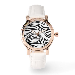 Schwarz-Weiß-Wave-Uhr Armbanduhr
