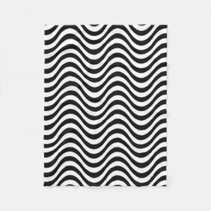 Schwarz-Weiß-Waves Fleecedecke