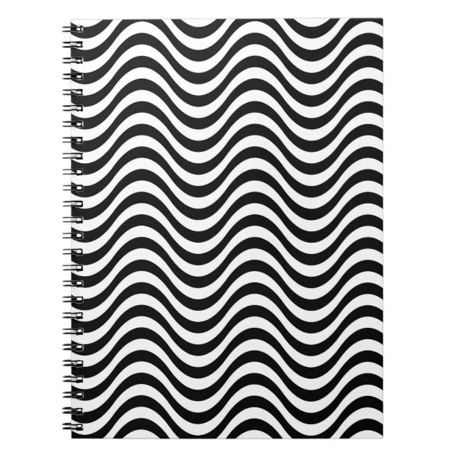 Schwarz-Weiß-Waves Notizblock (Vorderseite)