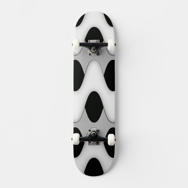 Schwarz-Weiß-Waves Skateboard (Vorderseite)