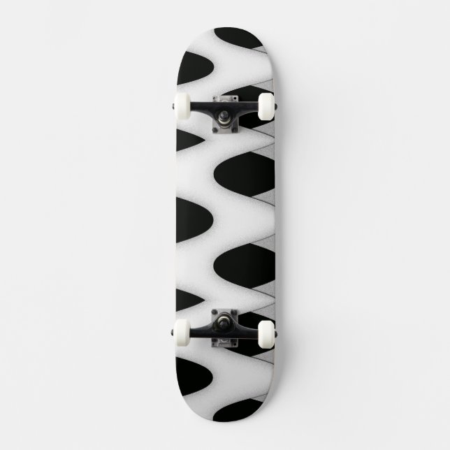Schwarz-Weiß-Waves Skateboard (Vorderseite)