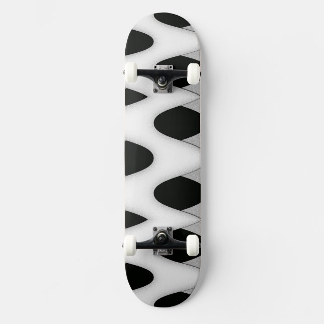 Schwarz-Weiß-Waves Skateboard (Vorderseite)