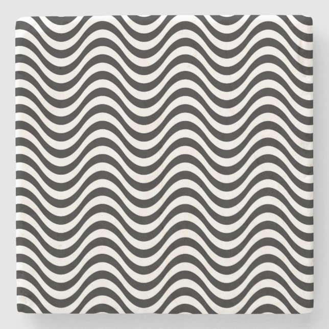 Schwarz-Weiß-Waves Steinuntersetzer (Vorderseite)