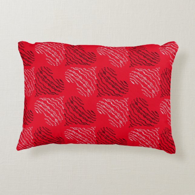 Schwarz-Weiß-Wechselherz-Linien Dekokissen (Rückseite)