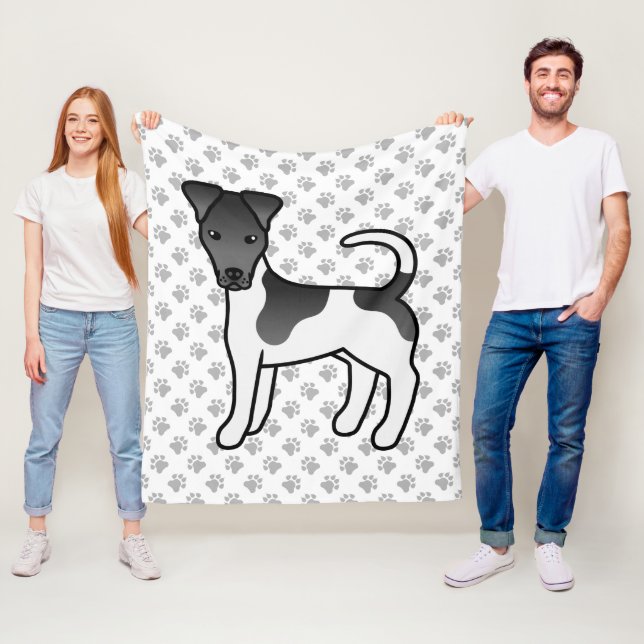 Schwarz-Weiß-Weichfox Terrier Cartoon Hund Fleecedecke (Beispiel)