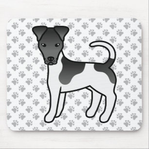 Schwarz-Weiß-Weichfox Terrier Cartoon Hund Mousepad