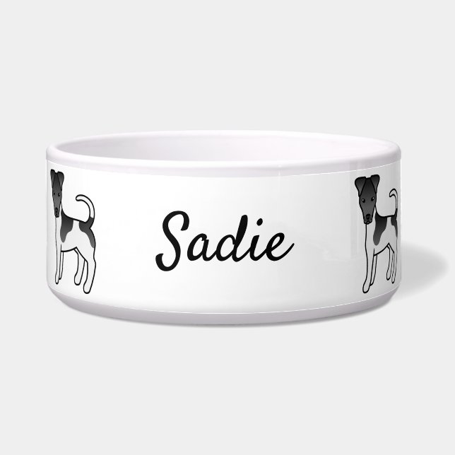 Schwarz-Weiß-Weichfox Terrier Hund & Name Napf (Vorderseite)