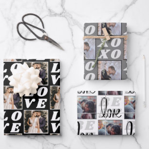 Schwarz-Weiß Weihnachten Foto 3 Geschenk Geschenkpapier Set