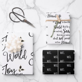Schwarz-Weiß-Weihnachten Geschenkpapier Set