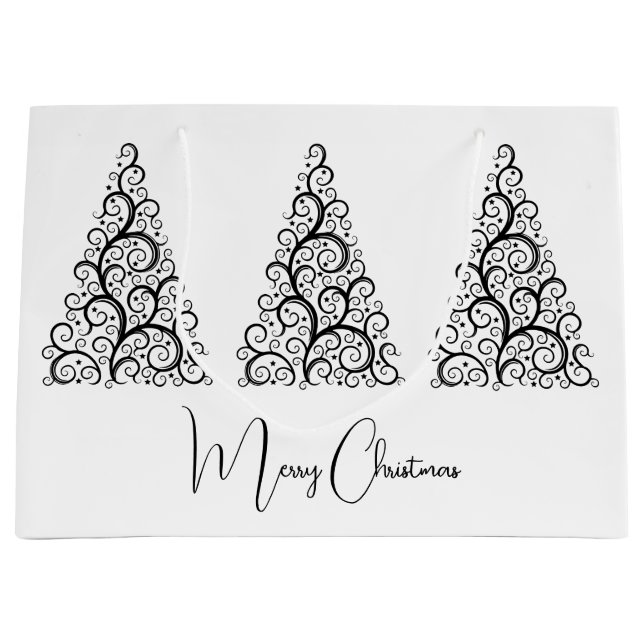 Schwarz-Weiß-Weihnachten Große Geschenktüte (Vorderseite)