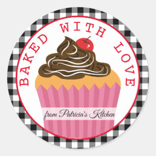 Schwarz-Weiß-Weihnachten Kariert gebacken mit Lie Runder Aufkleber