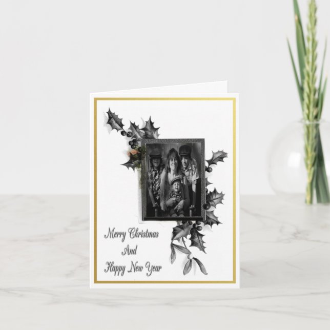 Schwarz-Weiß-Weihnachten Karte (Vorderseite)