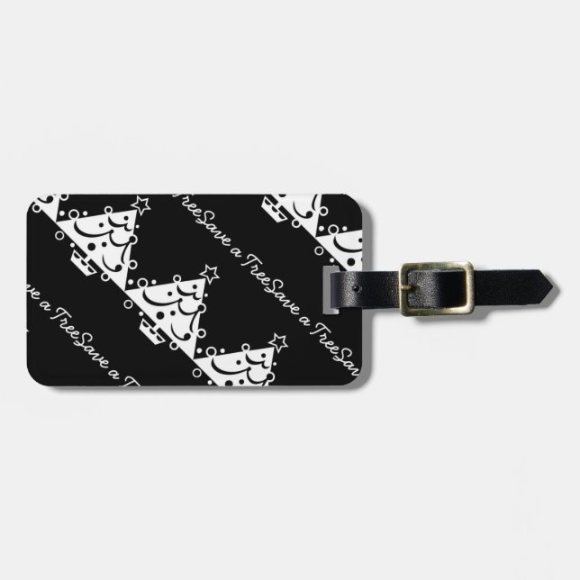 Schwarz-Weiß-Weihnachten Rettete den Baum Gepäckanhänger (Vorderseite horizontal)