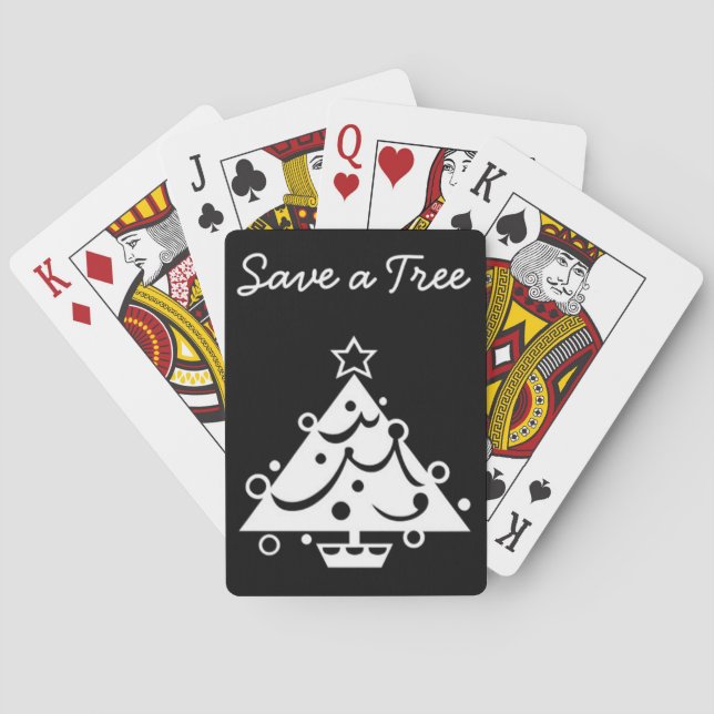 Schwarz-Weiß-Weihnachten Rettete den Baum Spielkarten (Rückseite)
