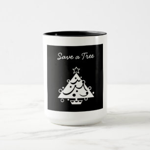 Schwarz-Weiß-Weihnachten Rettete den Baum Tasse