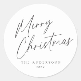 Schwarz-Weiß Weihnachts-Script-Foto Runder Aufkleber