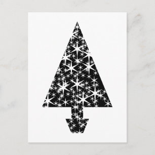 Schwarz-Weiß Weihnachtsbaum Design. Feiertagspostkarte