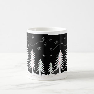 Schwarz-Weiß-Weihnachtsbaum-Design Tasse