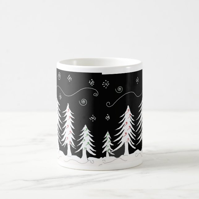 Schwarz-Weiß-Weihnachtsbaum-Design Tasse (Mittel)