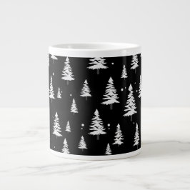 Schwarz-Weiß-Weihnachtsbaum Jumbo-Tasse