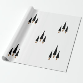 Schwarz-Weiß-Weihnachtsbaum Minimalistisch Geschenkpapier