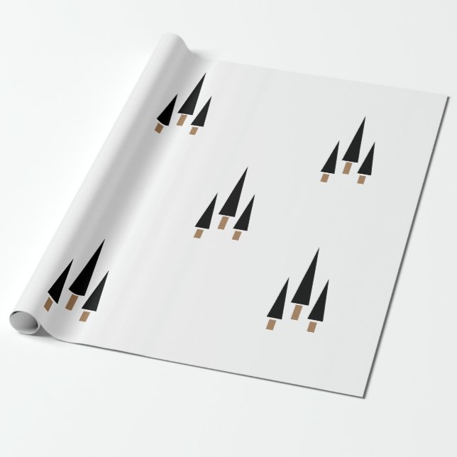 Schwarz-Weiß-Weihnachtsbaum Minimalistisch Geschenkpapier (Ungerollt)