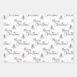 Schwarz-Weiß Weihnachtsbaum Wrapping Pape Geschenkpapier Set