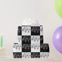 Schwarz-Weiß-Weihnachtsbaumchen Geschenkpapier