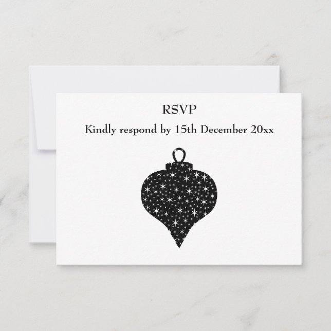 Schwarz-Weiß Weihnachtsbaumdesign. RSVP Karte (Vorderseite)