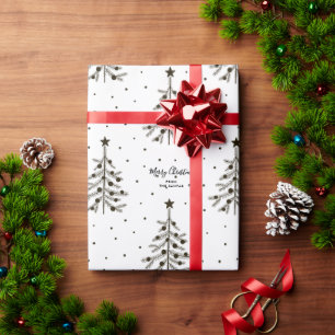 Schwarz-Weiß-Weihnachtsbaummuster Benutzerdefinie Geschenkpapier