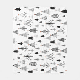 Schwarz-Weiß-Weihnachtsbaummuster Fleecedecke