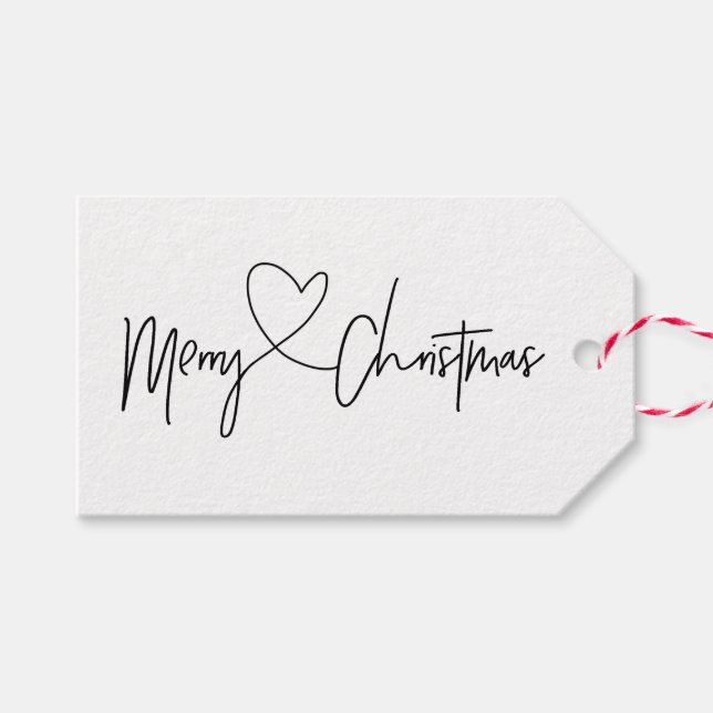 Schwarz-Weiß-Weihnachtsgeschenk-Tag-Sets Geschenkanhänger (Vorderseite (Horizontal))