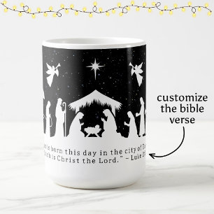 Schwarz-Weiß-Weihnachtskrippe Benutzerdefinierter Kaffeetasse