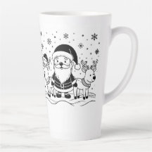 Schwarz-Weiß-Weihnachtsmann mit Rentieren