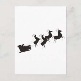 Schwarz-Weiß-Weihnachtsmann und sein Schlitten Feiertagspostkarte