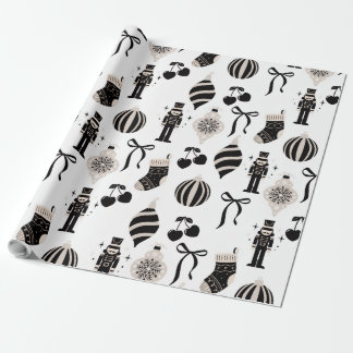 Schwarz-Weiß-Weihnachtsmuster Geschenkpapier
