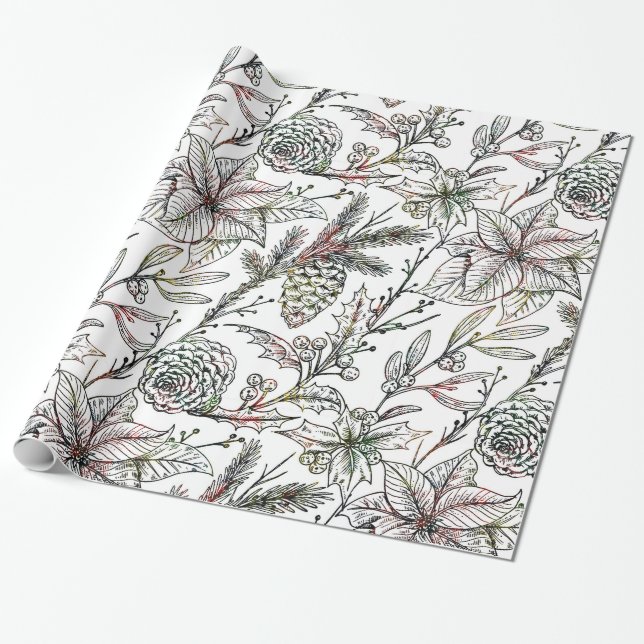 Schwarz & Weiß Weihnachtsmuster Geschenkpapier (Ungerollt)
